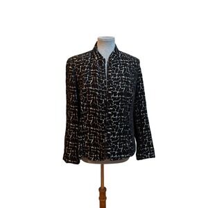 Molly & Max M Black Silver Velvet Textured Zipper‎ Jacket Whimsigoth Glam Mature